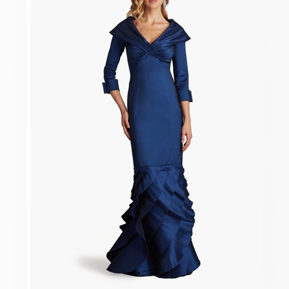 Tadashi Shoji Ruffle Detail Fit & Flare Taffeta Gown